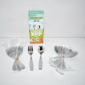 ANNOVA Children's Flatware Set, Stainless Steel Utensils,12 Forks & Spoons NIB